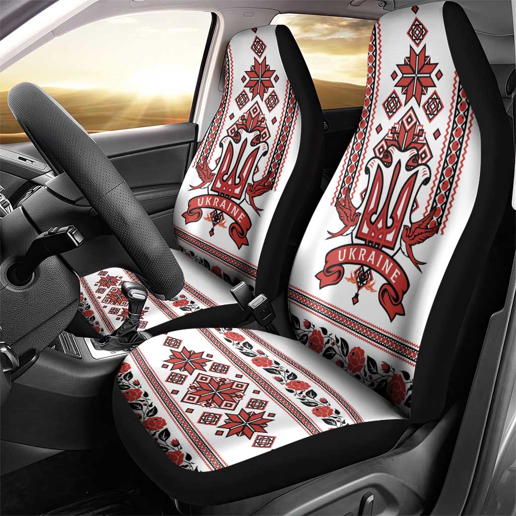 Ukraine Unity Day Car Seat Cover The Trident With Folk Pattern LT18