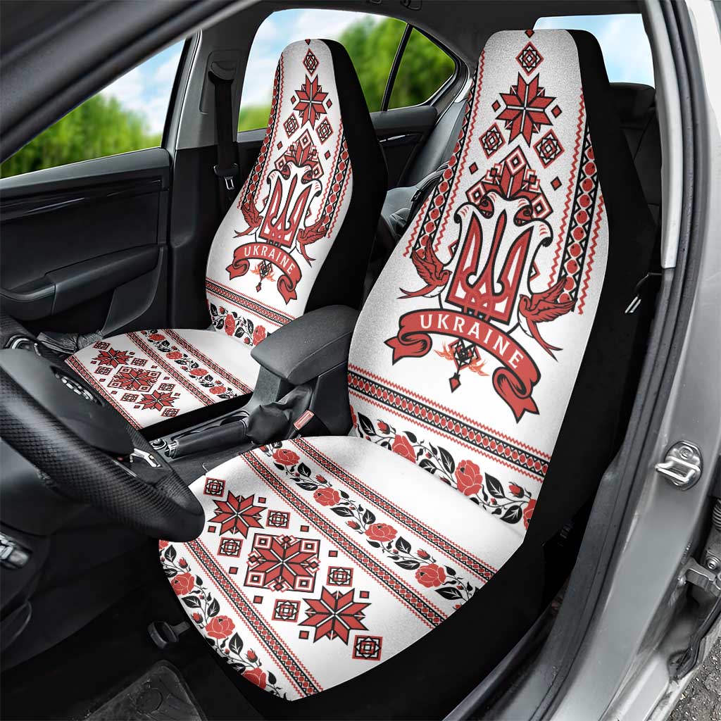 Ukraine Unity Day Car Seat Cover The Trident With Folk Pattern LT18