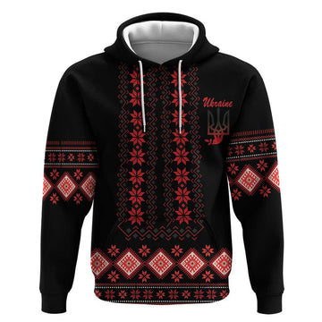 Red Ukraine Folk Patterns Hoodie LT18