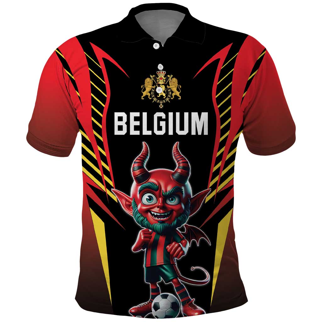 Custom Belgium Football Polo Shirt Les Diables rouges Devil Mascot LT18