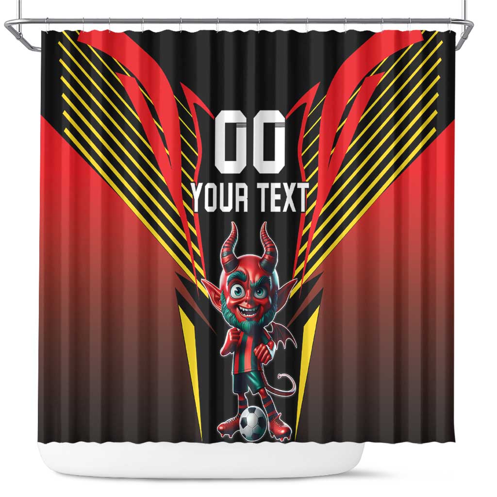 Custom Belgium Football Shower Curtain Les Diables rouges Devil Mascot LT18