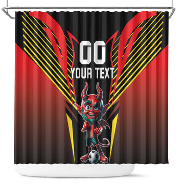 Custom Belgium Football Shower Curtain Les Diables rouges Devil Mascot LT18