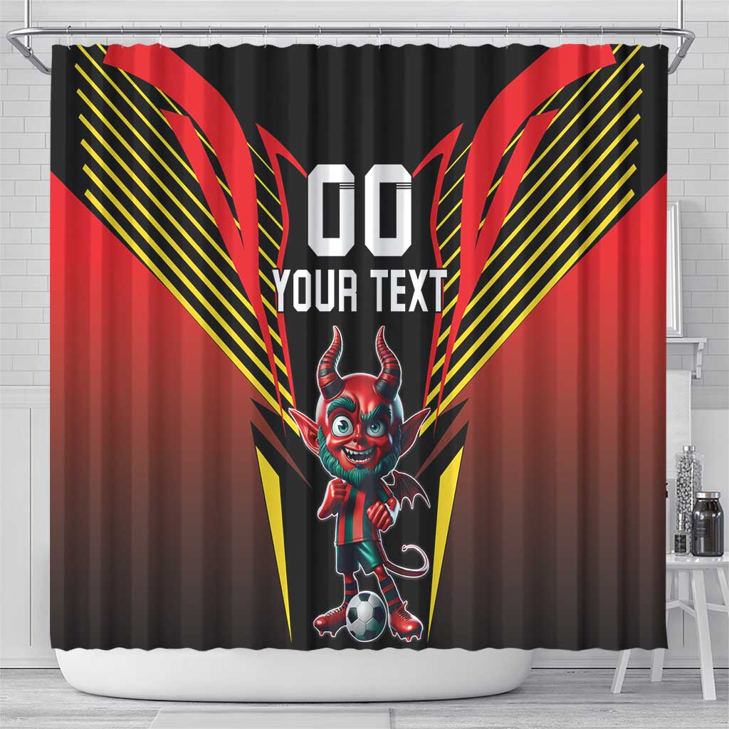 Custom Belgium Football Shower Curtain Les Diables rouges Devil Mascot LT18