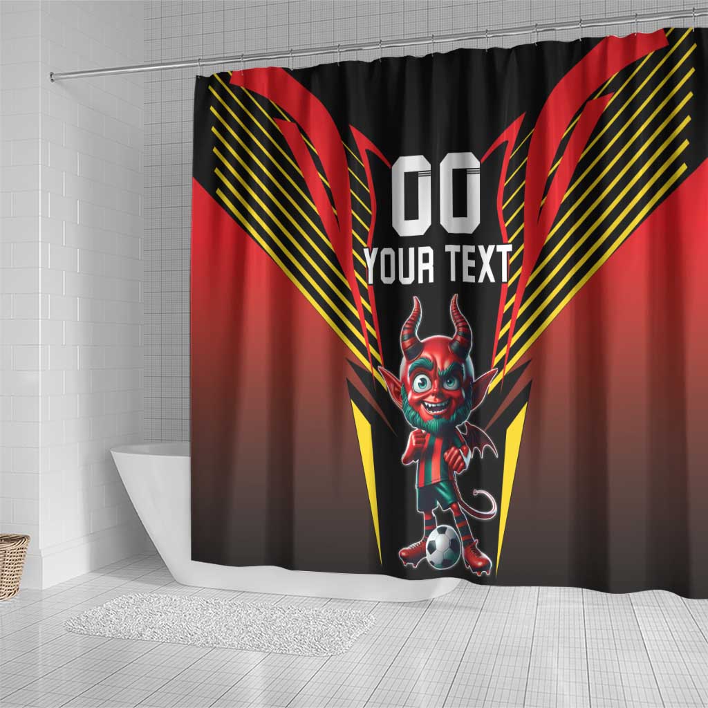 Custom Belgium Football Shower Curtain Les Diables rouges Devil Mascot LT18