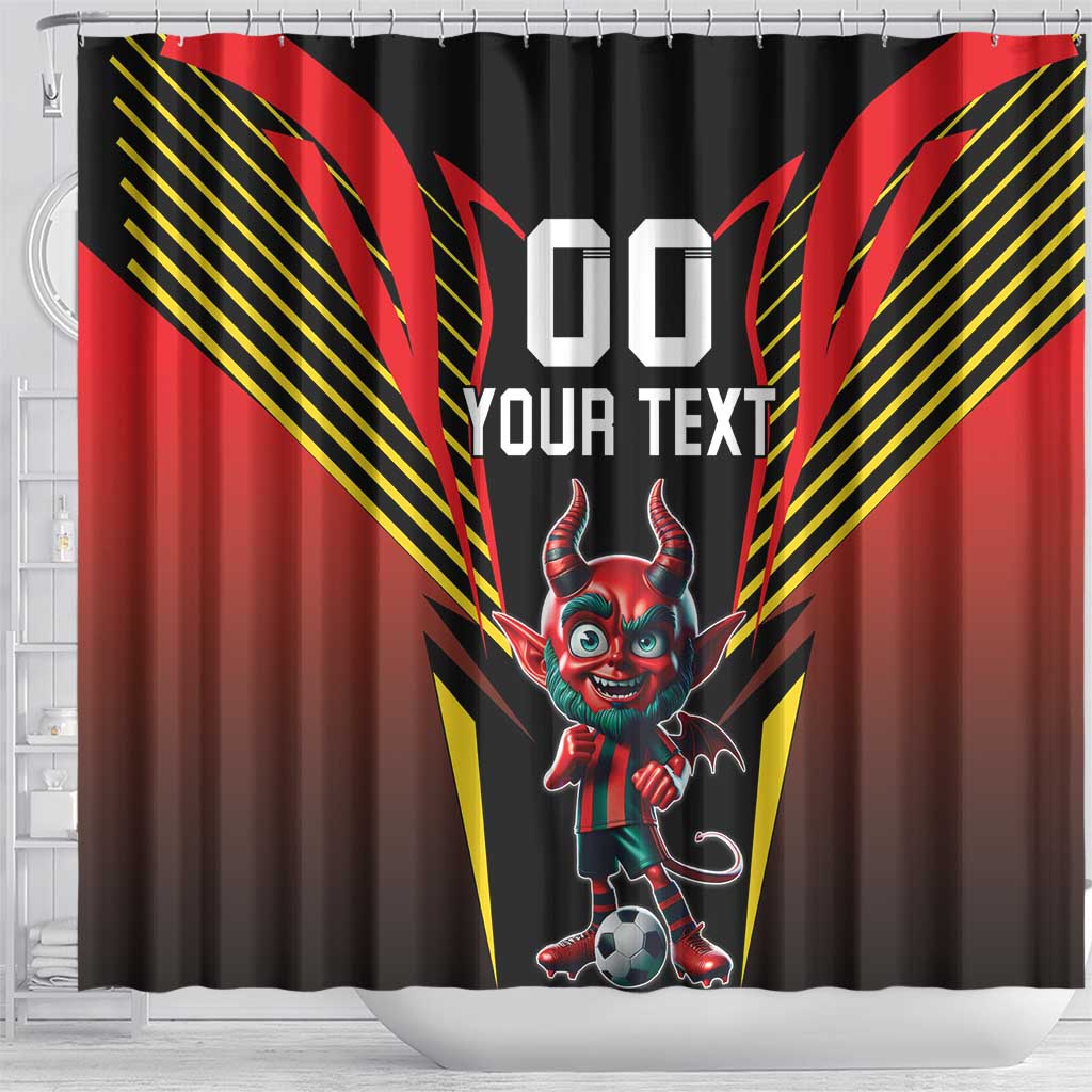 Custom Belgium Football Shower Curtain Les Diables rouges Devil Mascot LT18