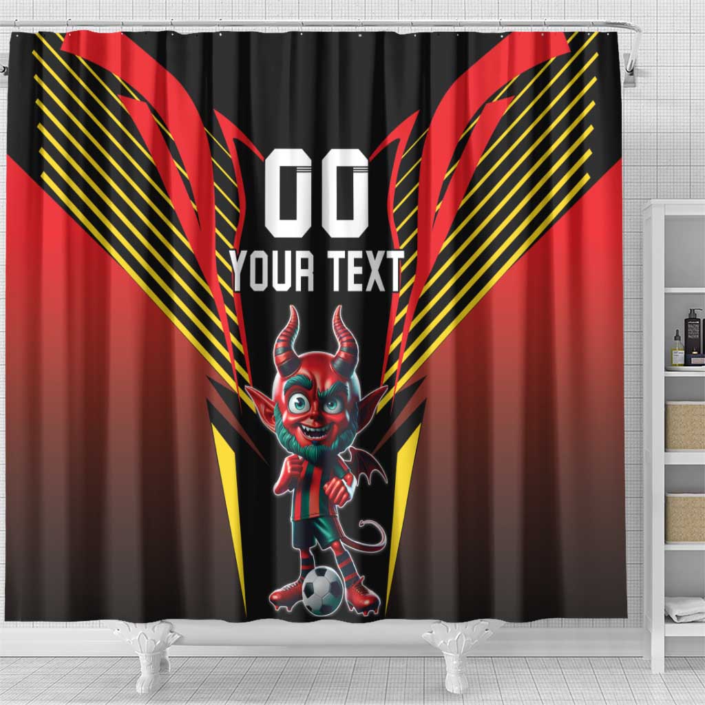 Custom Belgium Football Shower Curtain Les Diables rouges Devil Mascot LT18