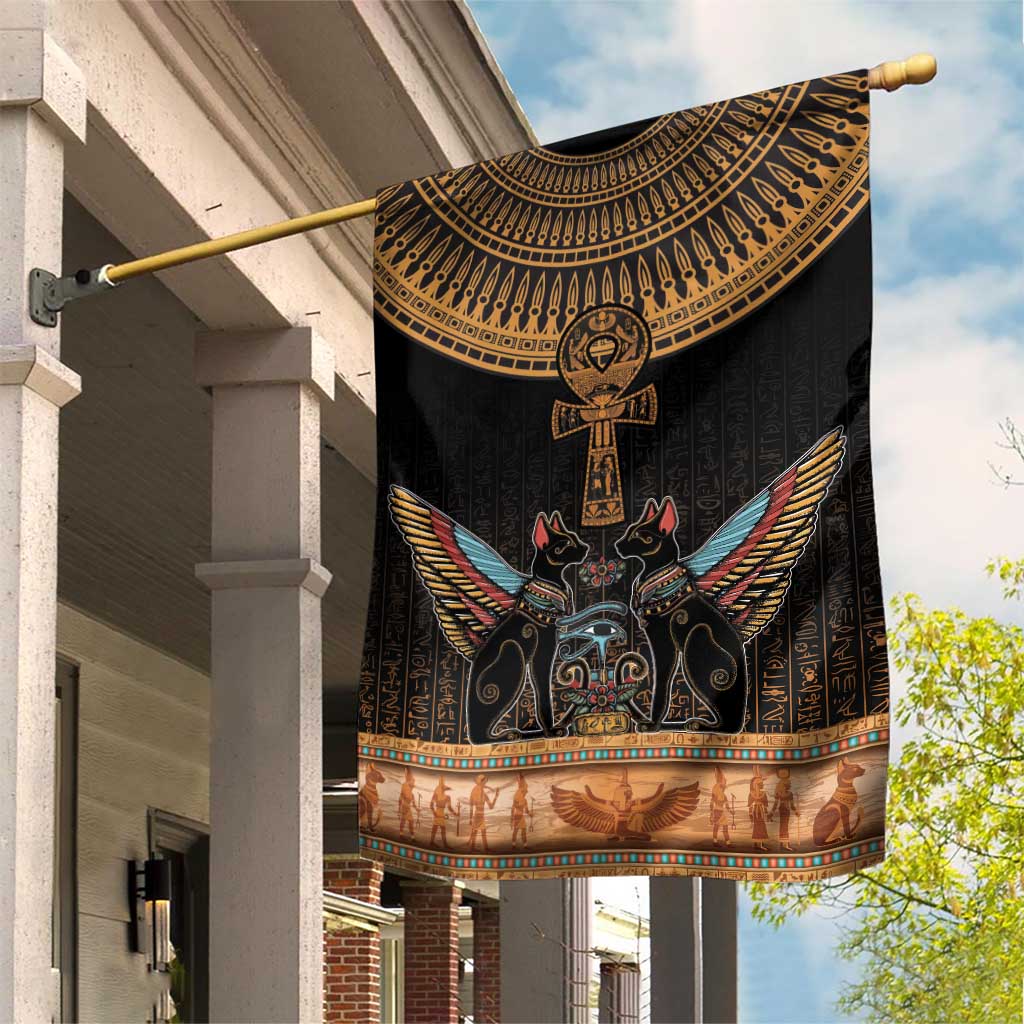 Winged Egypt Cats Garden Flag Hieroglyphs Alphabet Pattern LT18