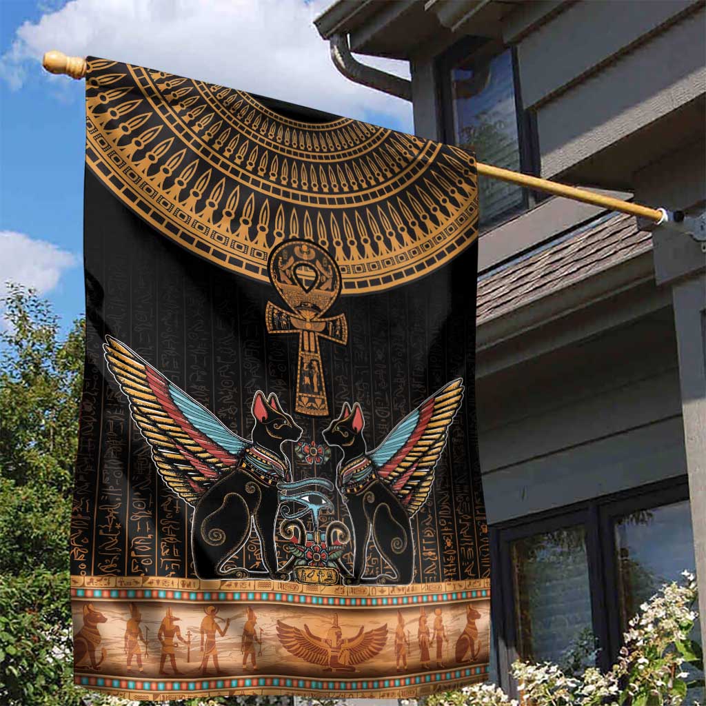 Winged Egypt Cats Garden Flag Hieroglyphs Alphabet Pattern LT18