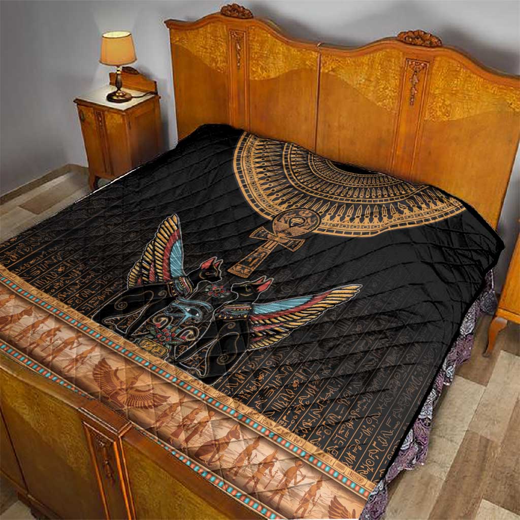 Winged Egypt Cats Quilt Hieroglyphs Alphabet Pattern LT18