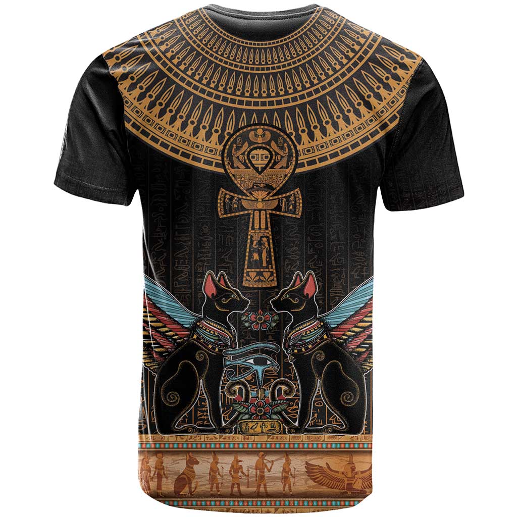 Winged Egypt Cats T shirt Hieroglyphs Alphabet Pattern LT18