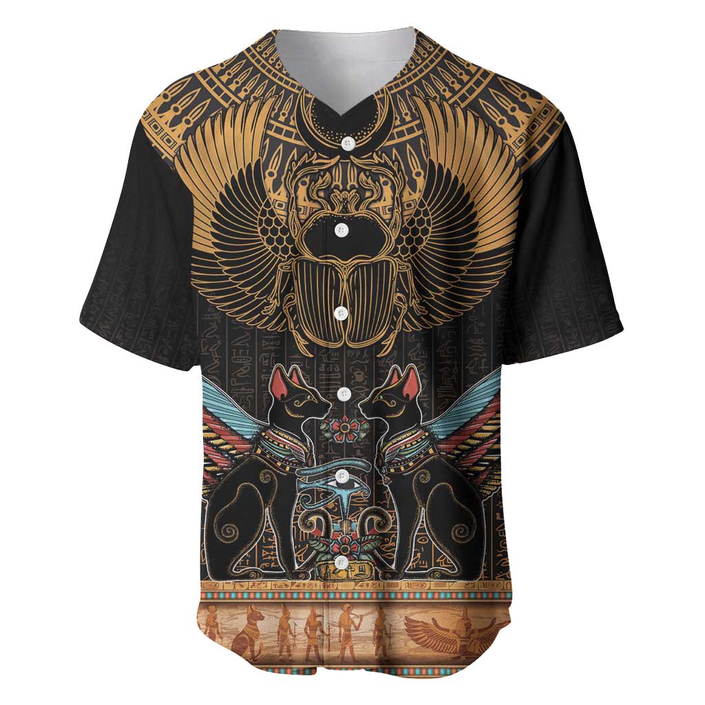 Ancient Egypt Scarab Beetle Baseball Jersey Hieroglyphs Alphabet Pattern LT18