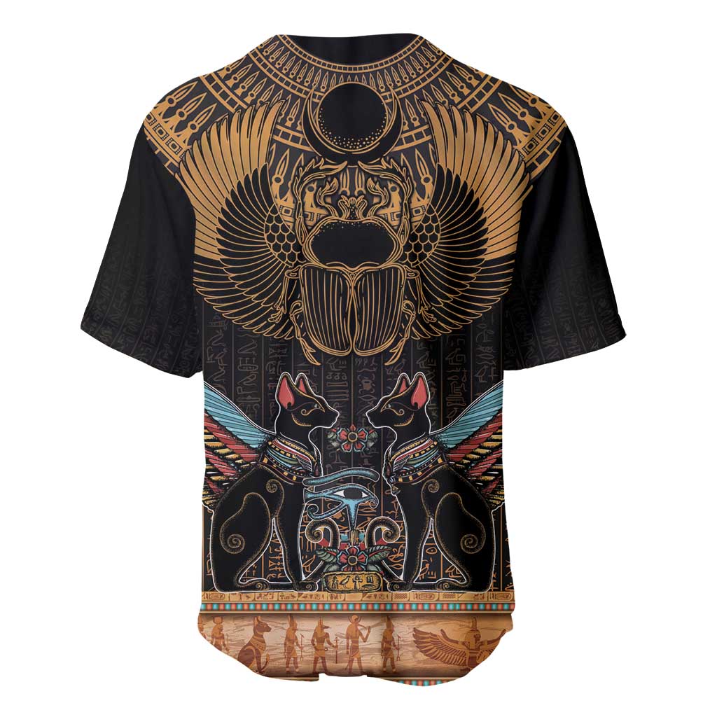 Ancient Egypt Scarab Beetle Baseball Jersey Hieroglyphs Alphabet Pattern LT18