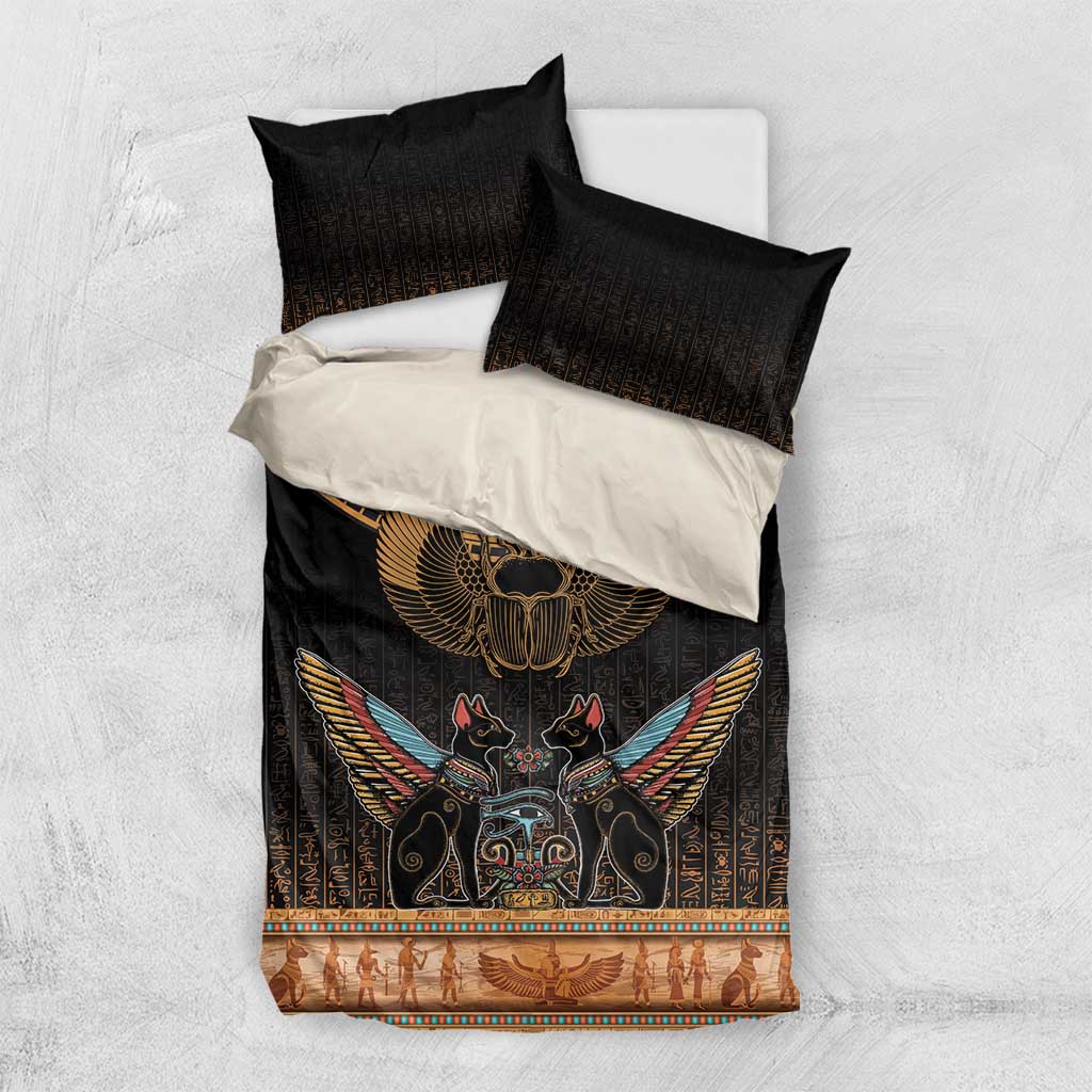 Ancient Egypt Scarab Beetle Bedding Set Hieroglyphs Alphabet Pattern LT18