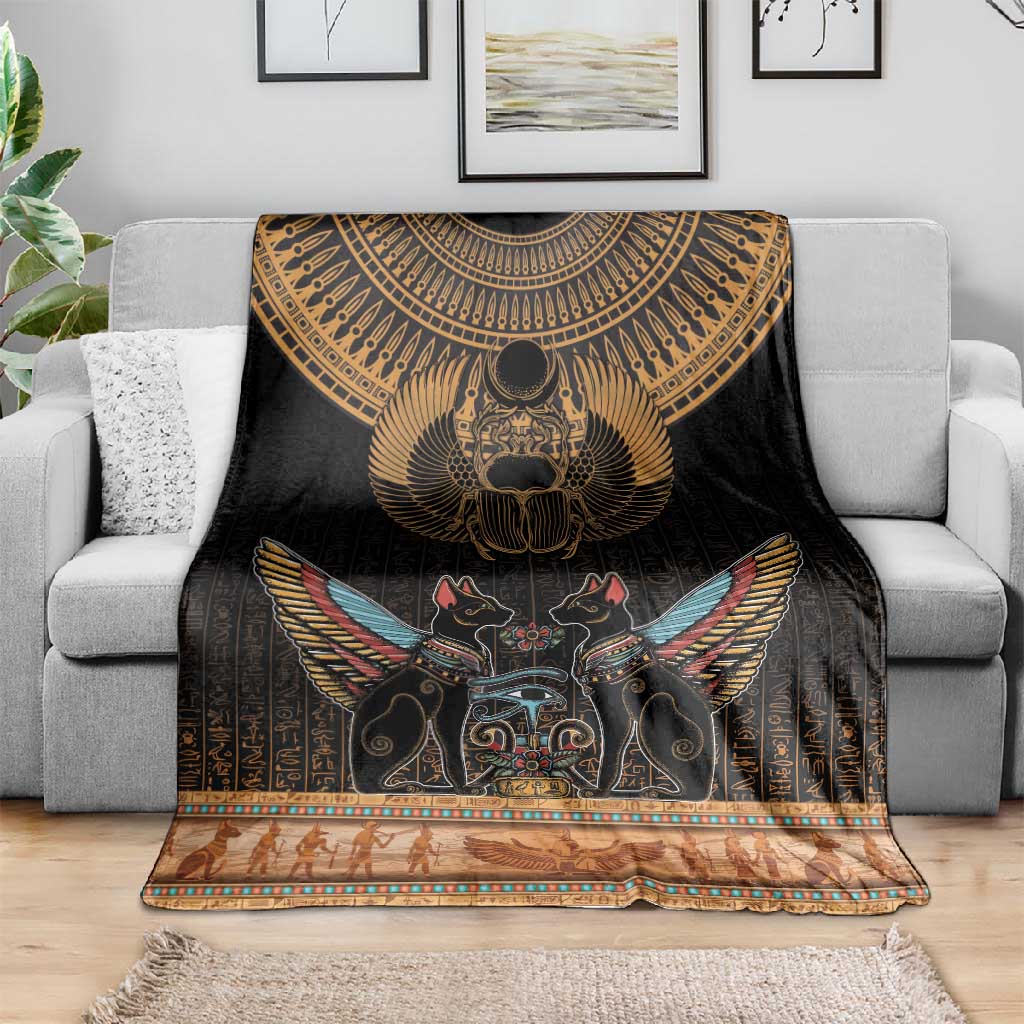 Ancient Egypt Scarab Beetle Blanket Hieroglyphs Alphabet Pattern LT18
