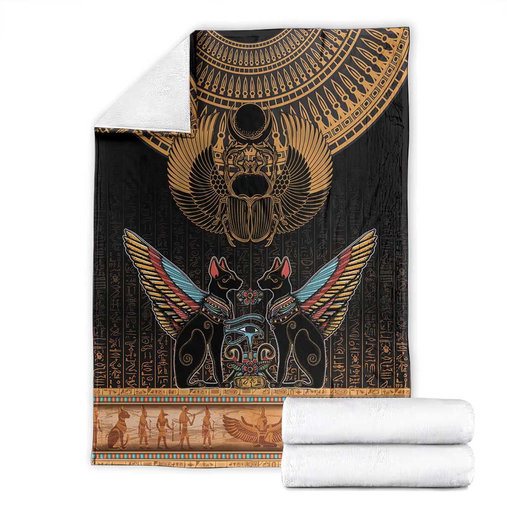 Ancient Egypt Scarab Beetle Blanket Hieroglyphs Alphabet Pattern LT18