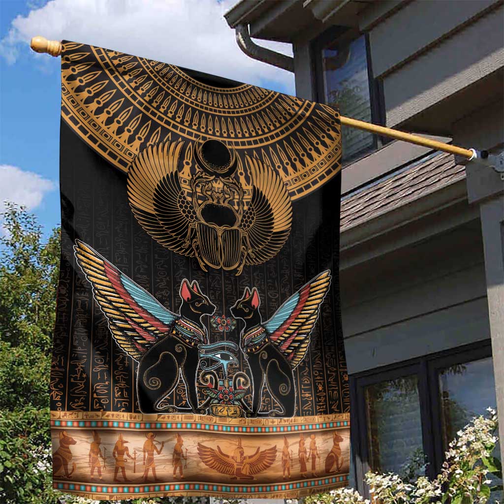 Ancient Egypt Scarab Beetle Garden Flag Hieroglyphs Alphabet Pattern LT18