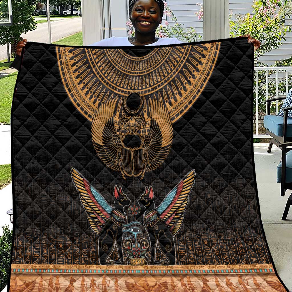 Ancient Egypt Scarab Beetle Quilt Hieroglyphs Alphabet Pattern LT18