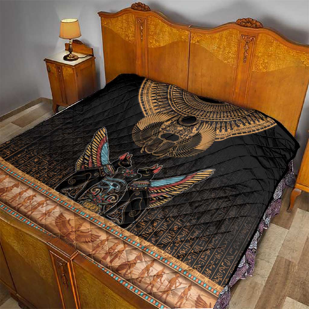 Ancient Egypt Scarab Beetle Quilt Hieroglyphs Alphabet Pattern LT18