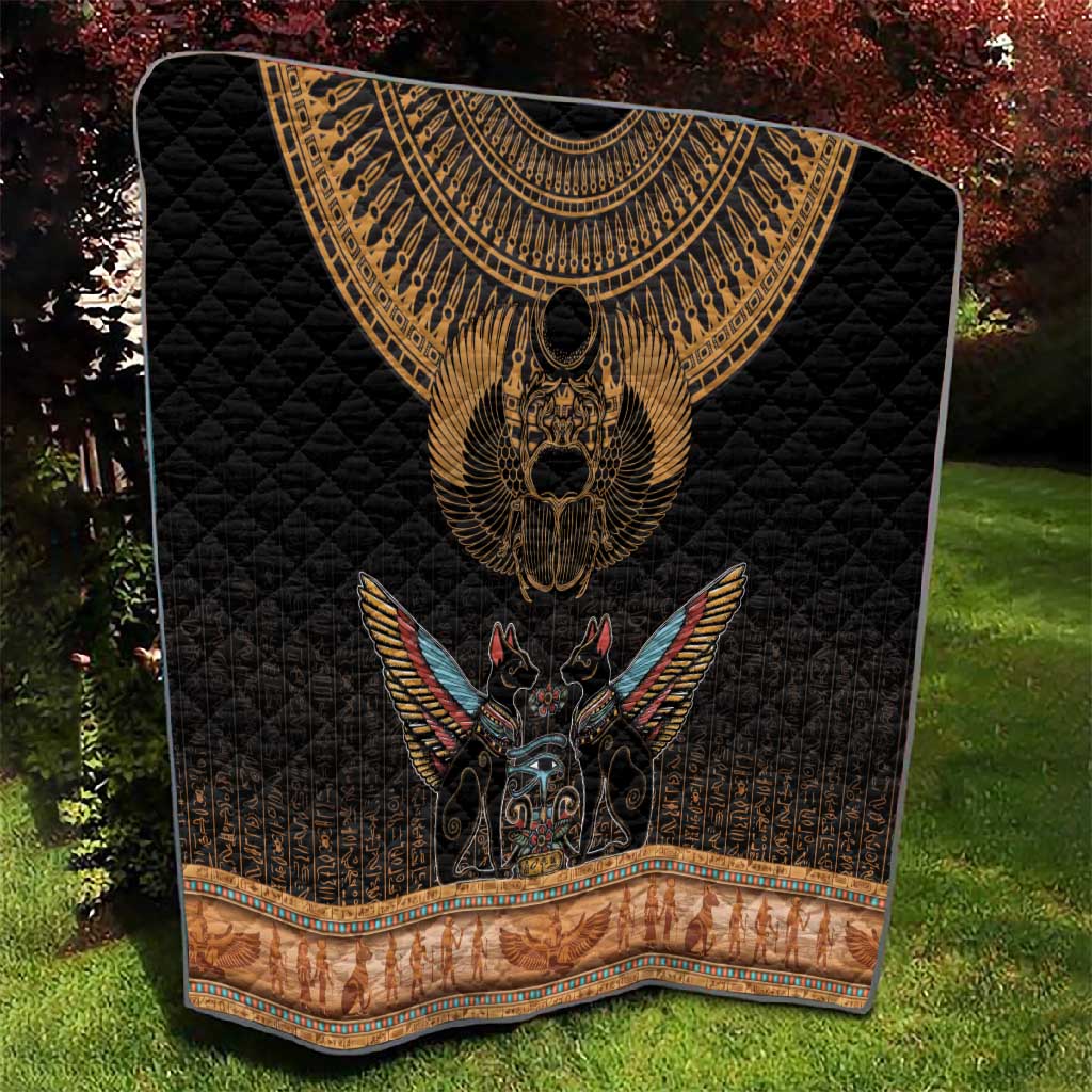 Ancient Egypt Scarab Beetle Quilt Hieroglyphs Alphabet Pattern LT18