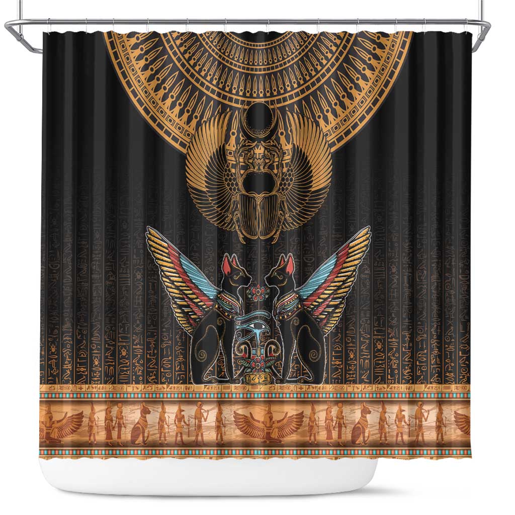 The Scarab Beetle Shower Curtain Egyptian Hieroglyphs Alphabet LT18