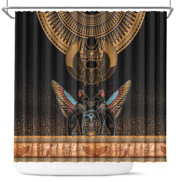 The Scarab Beetle Shower Curtain Egyptian Hieroglyphs Alphabet LT18