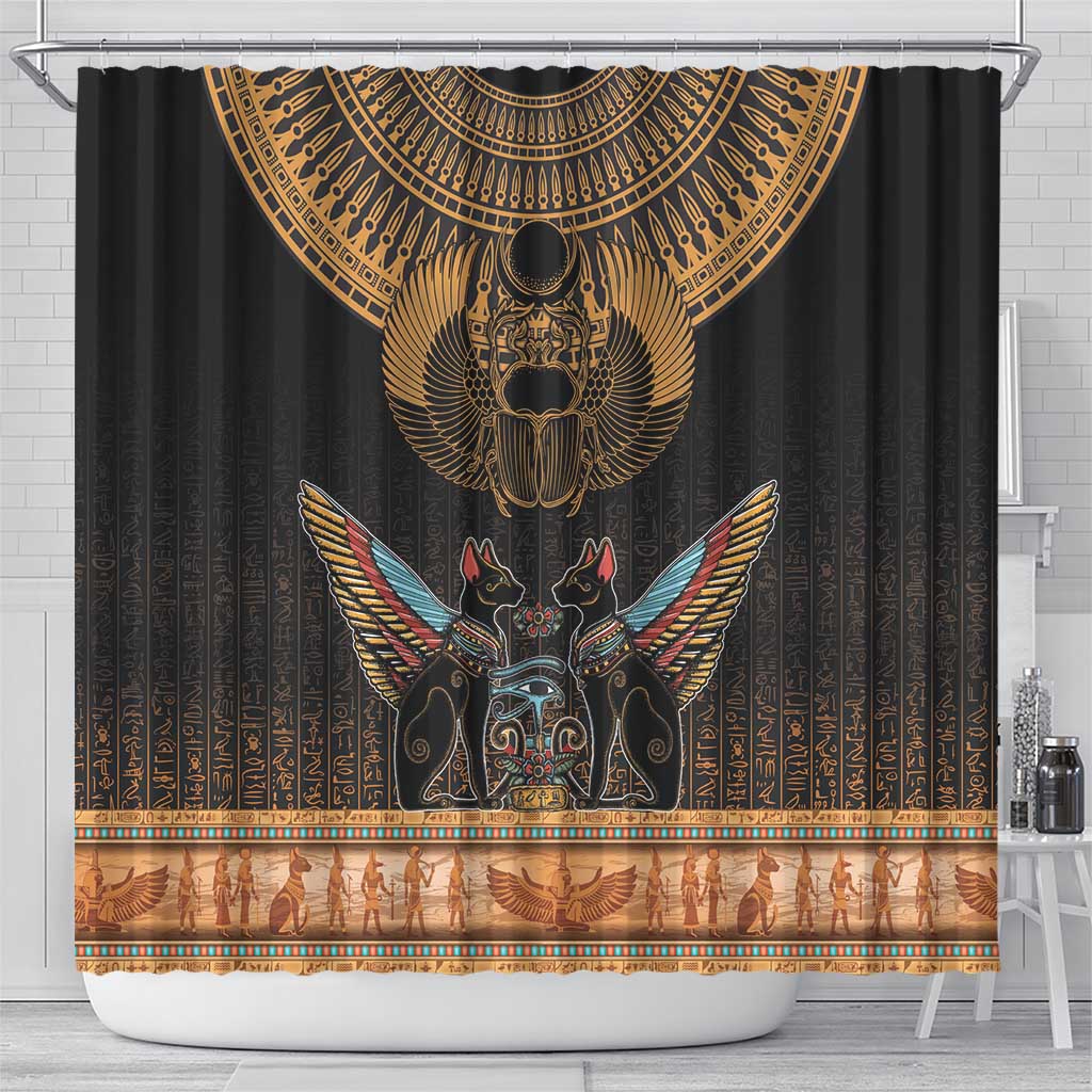 The Scarab Beetle Shower Curtain Egyptian Hieroglyphs Alphabet LT18