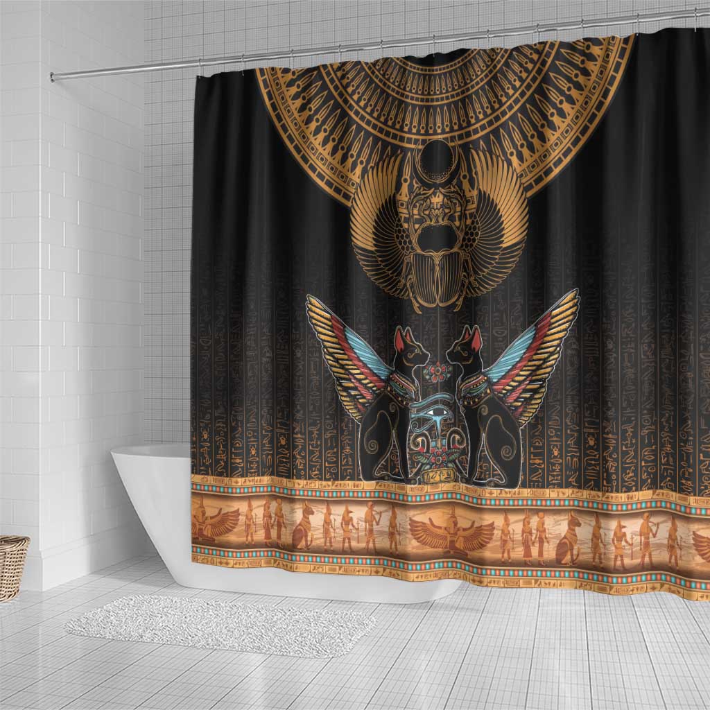 The Scarab Beetle Shower Curtain Egyptian Hieroglyphs Alphabet LT18