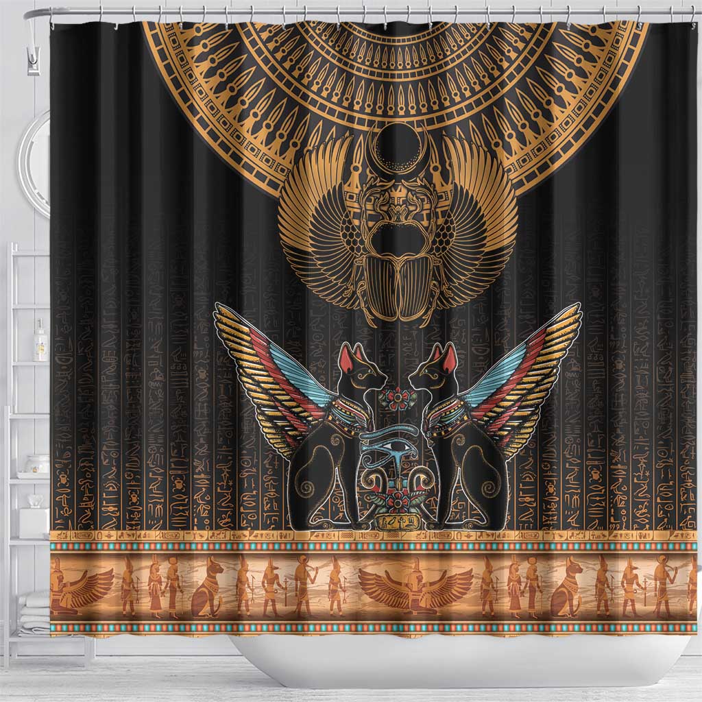 The Scarab Beetle Shower Curtain Egyptian Hieroglyphs Alphabet LT18
