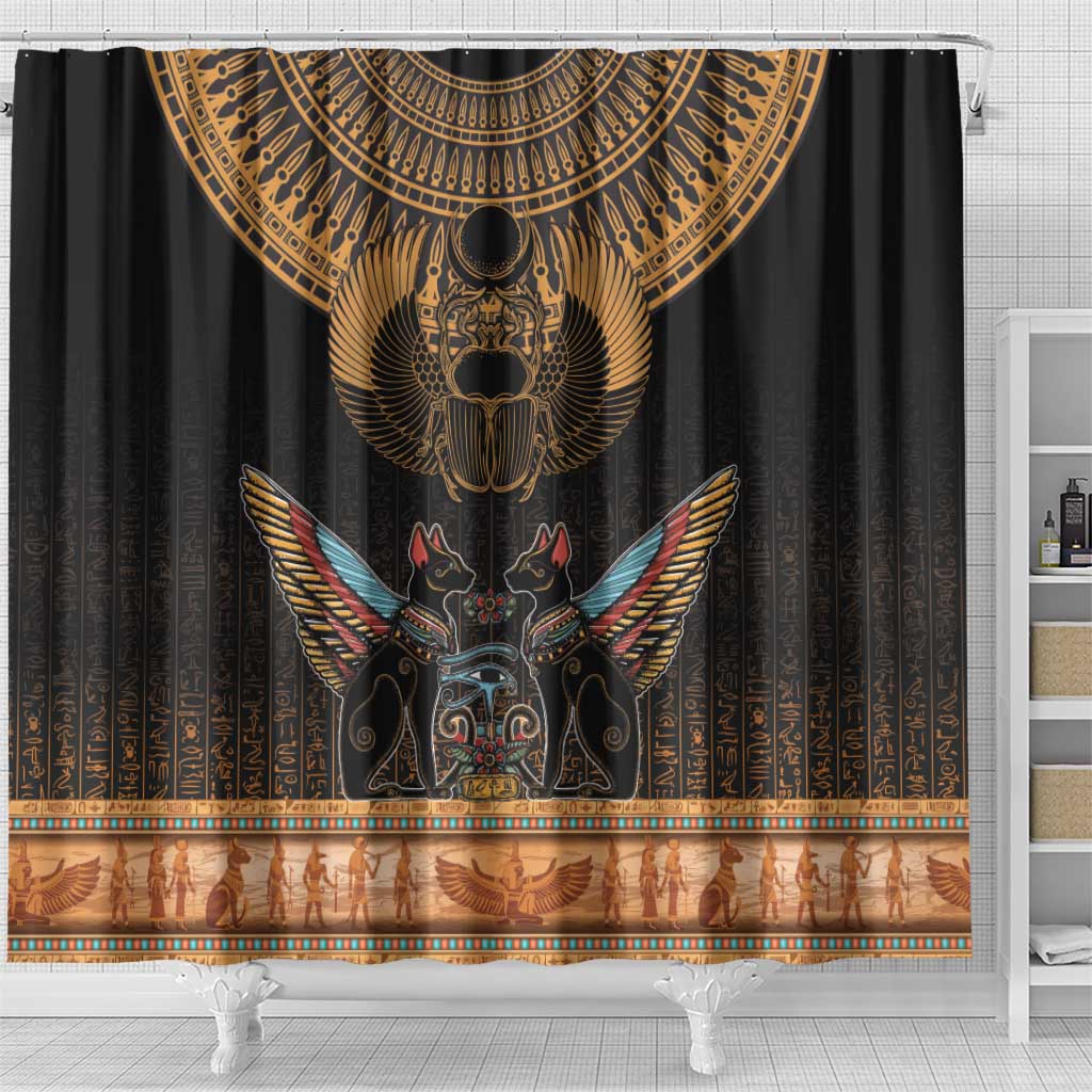 The Scarab Beetle Shower Curtain Egyptian Hieroglyphs Alphabet LT18