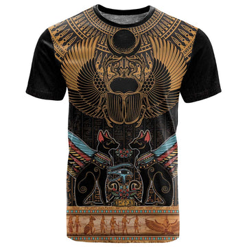 Ancient Egypt Scarab Beetle T shirt Hieroglyphs Alphabet Pattern LT18