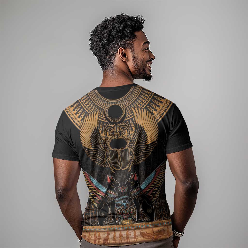 Ancient Egypt Scarab Beetle T shirt Hieroglyphs Alphabet Pattern LT18