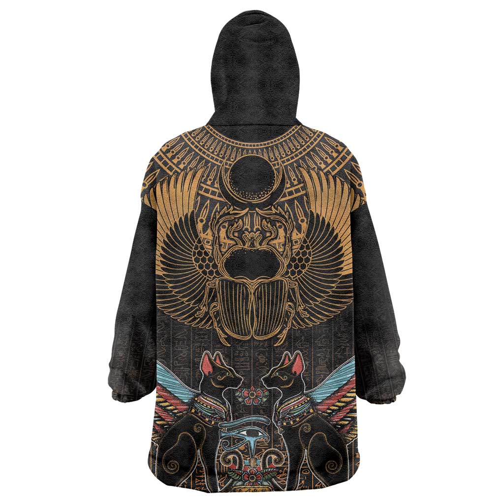 Ancient Egypt Scarab Beetle Wearable Blanket Hoodie Hieroglyphs Alphabet Pattern LT18