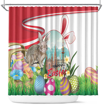 Happy Easter Austria Shower Curtain Easter Eggs With St. Stephen's Cathedral LT18