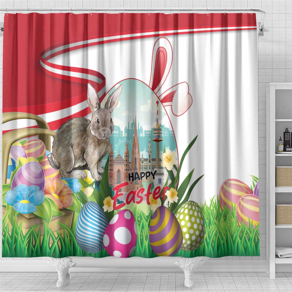 Happy Easter Austria Shower Curtain Easter Eggs With St. Stephen's Cathedral LT18