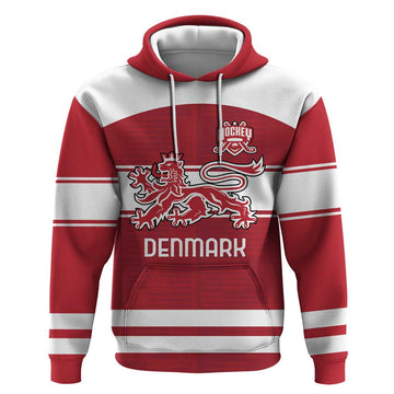 Custom Denmark Hockey Hoodie Danish Lions LT18