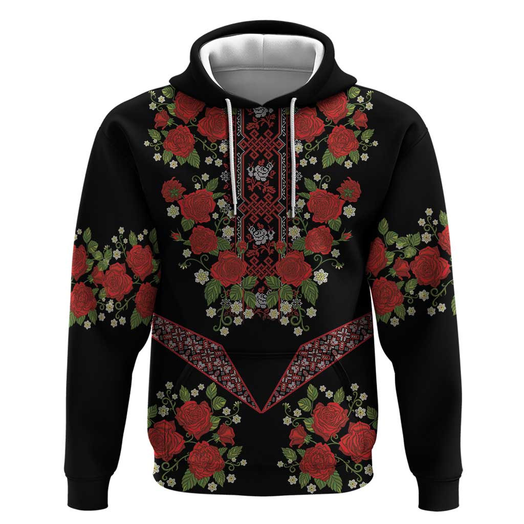 Traditional Ukrainian Costume Hoodie Red Floral Embroidery Style LT18