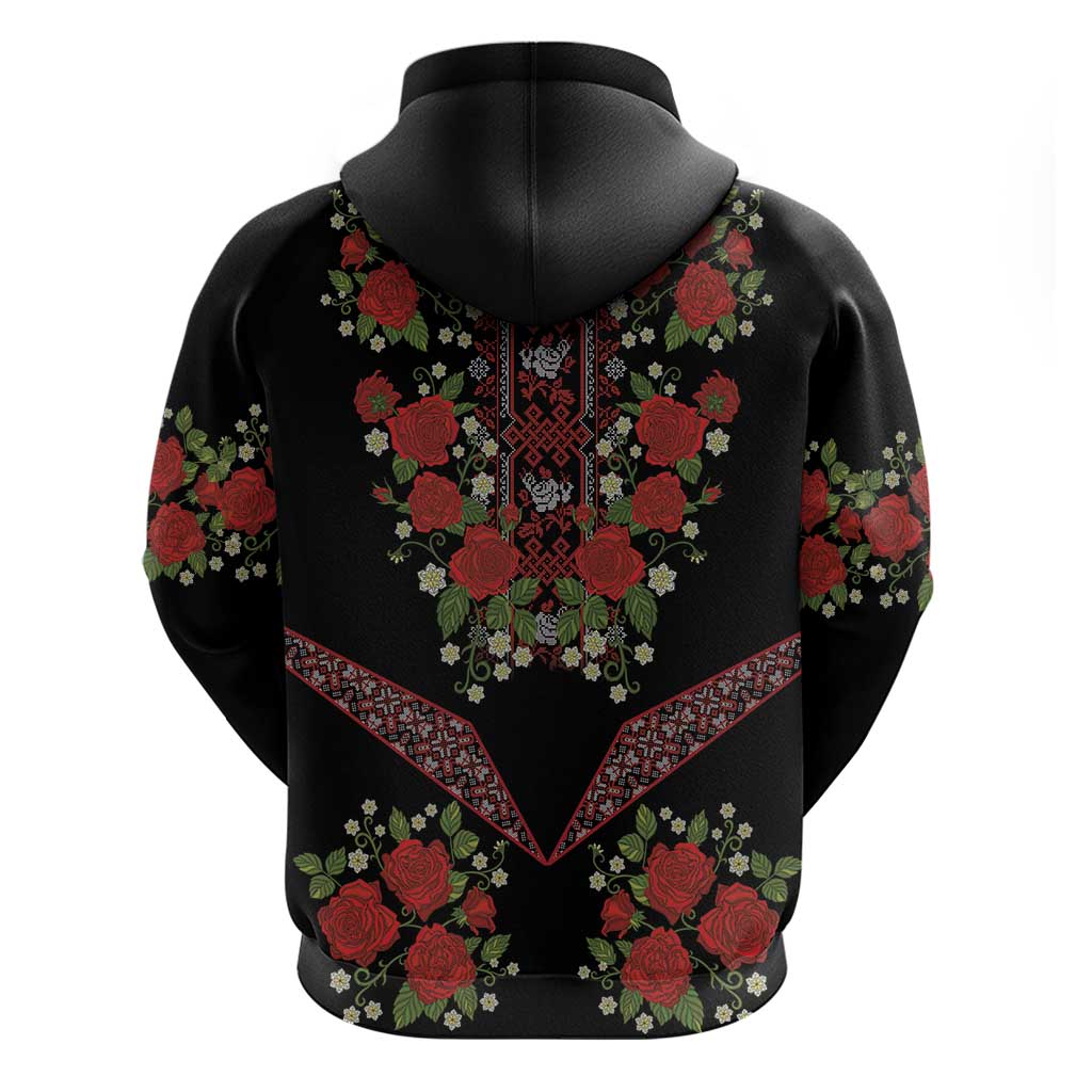 Traditional Ukrainian Costume Hoodie Red Floral Embroidery Style LT18
