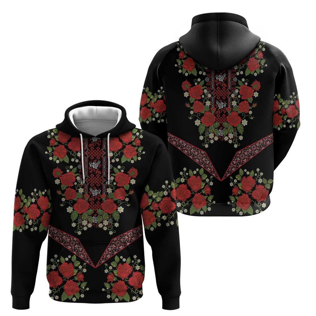 Traditional Ukrainian Costume Hoodie Red Floral Embroidery Style LT18