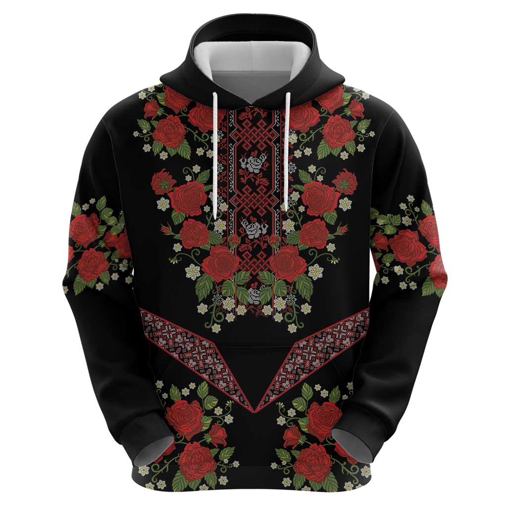 Traditional Ukrainian Costume Hoodie Red Floral Embroidery Style LT18
