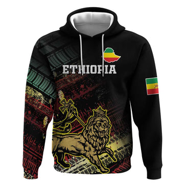 Meskel Ethiopia Hoodie Lion Of Judah With Grunge Patterns LT18