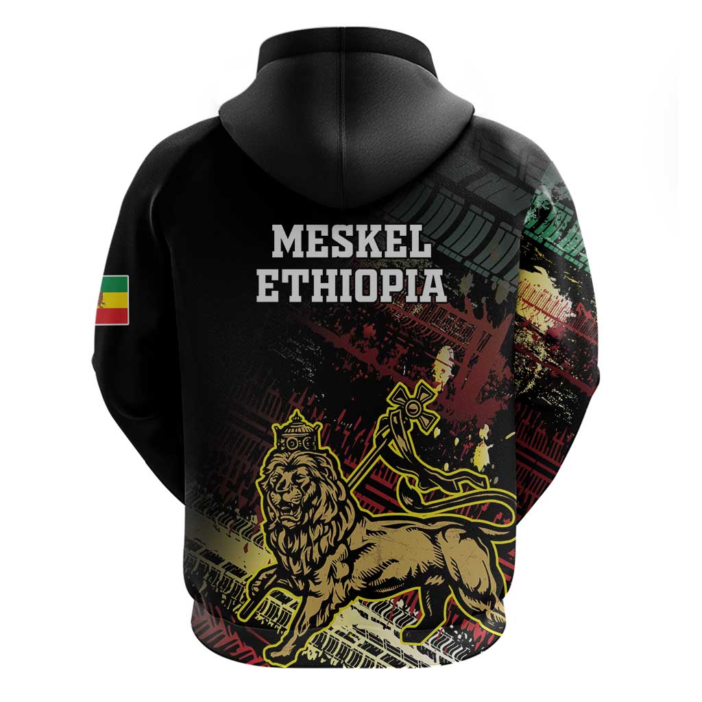 Meskel Ethiopia Hoodie Lion Of Judah With Grunge Patterns LT18