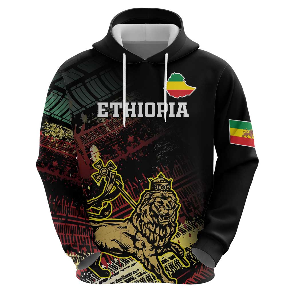 Meskel Ethiopia Hoodie Lion Of Judah With Grunge Patterns LT18