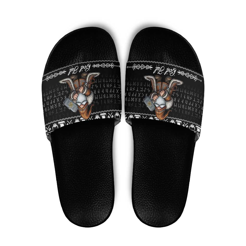 Viking Gnome Christmas Slide Sandals Nordic Xmas Spirit Pattern LT18
