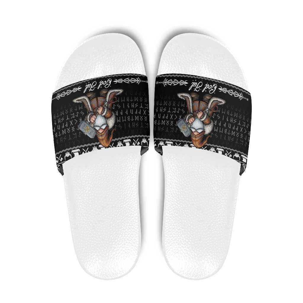 Viking Gnome Christmas Slide Sandals Nordic Xmas Spirit Pattern LT18