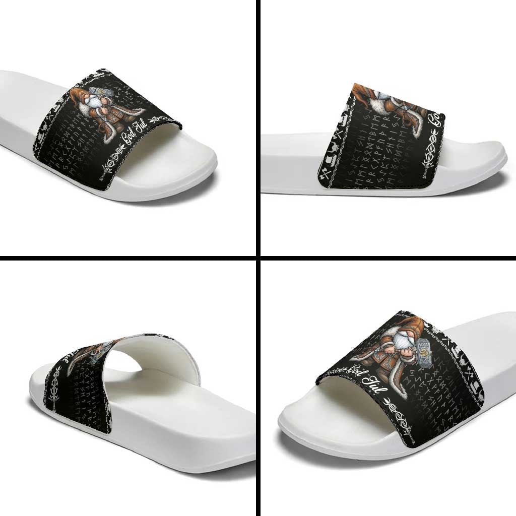 Viking Gnome Christmas Slide Sandals Nordic Xmas Spirit Pattern LT18