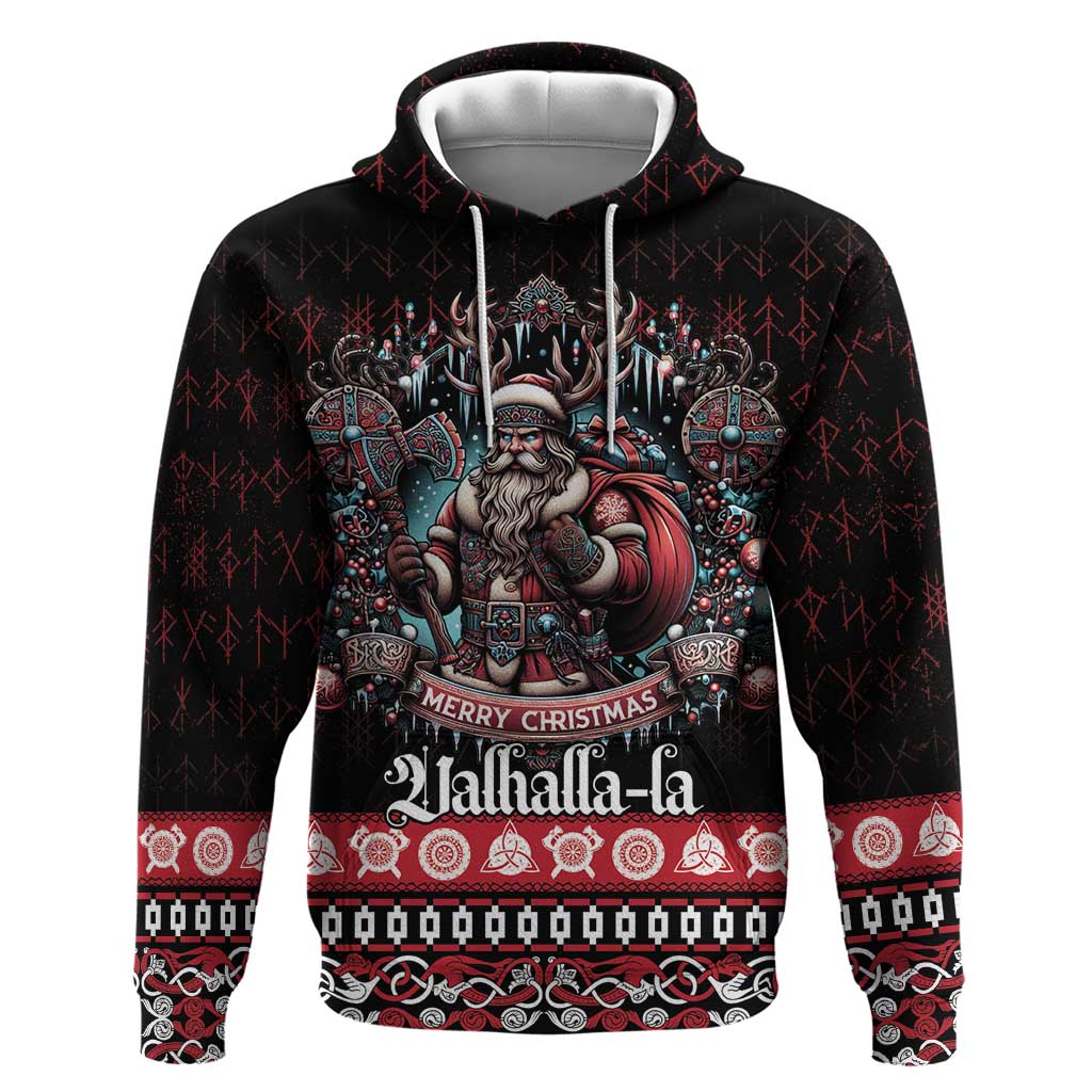 Viking Santa Christmas Hoodie Valhalla-la Nordic Xmas Spirit LT18