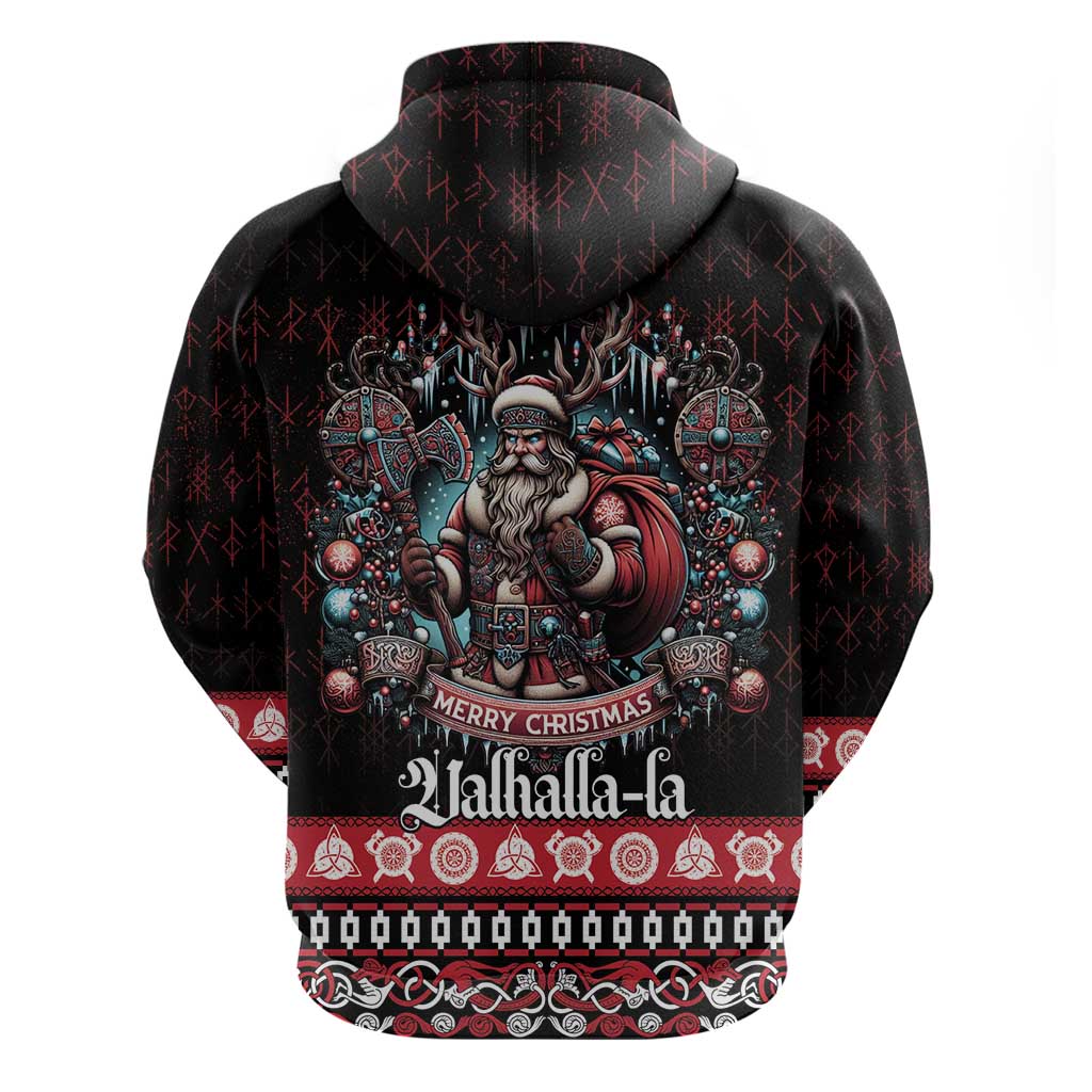 Viking Santa Christmas Hoodie Valhalla-la Nordic Xmas Spirit LT18