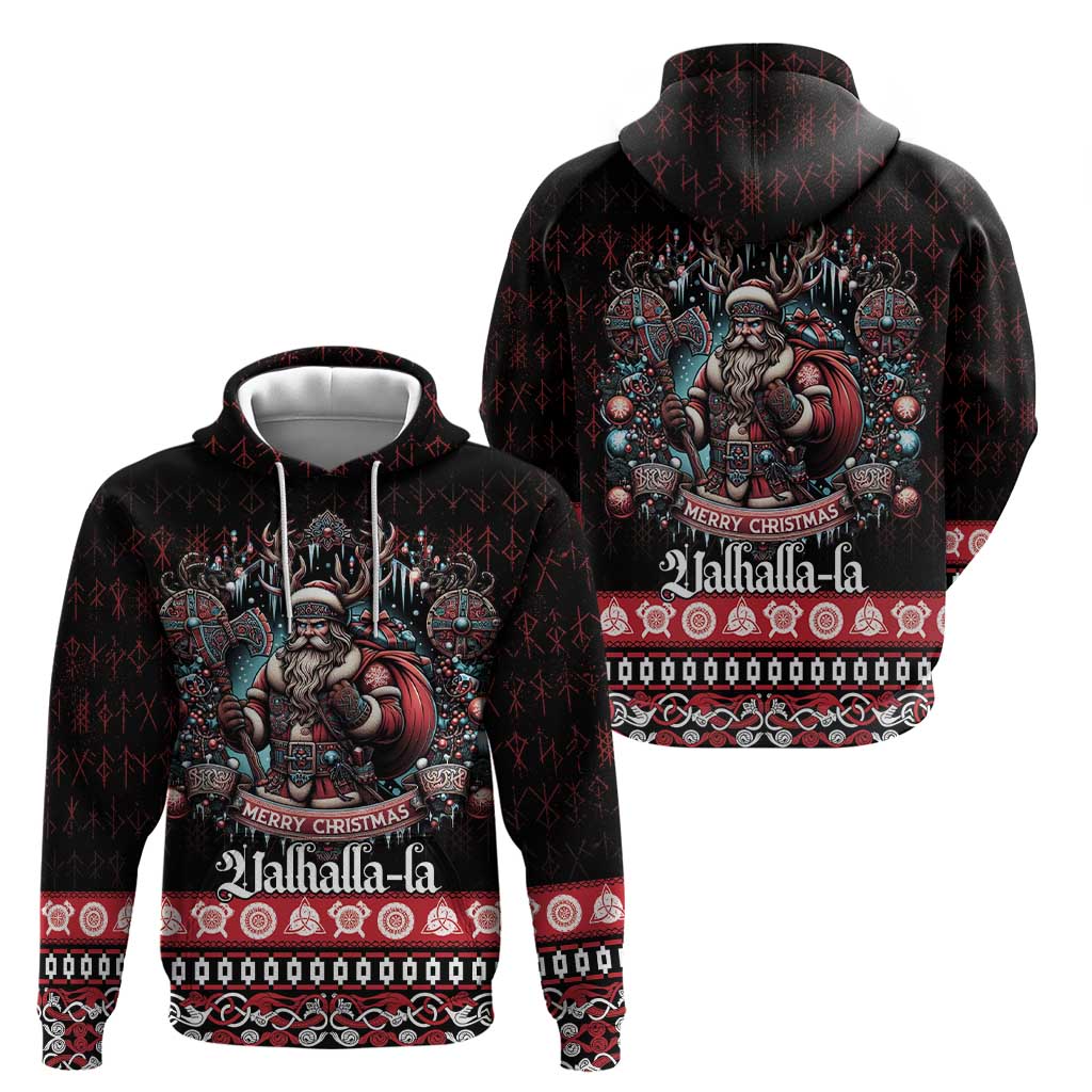 Viking Santa Christmas Hoodie Valhalla-la Nordic Xmas Spirit LT18