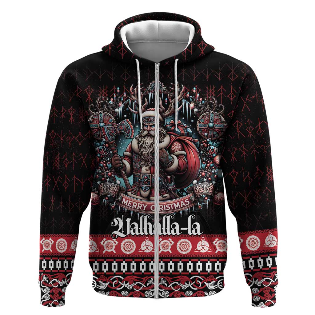 Viking Santa Christmas Hoodie Valhalla-la Nordic Xmas Spirit LT18