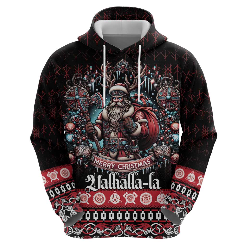 Viking Santa Christmas Hoodie Valhalla-la Nordic Xmas Spirit LT18